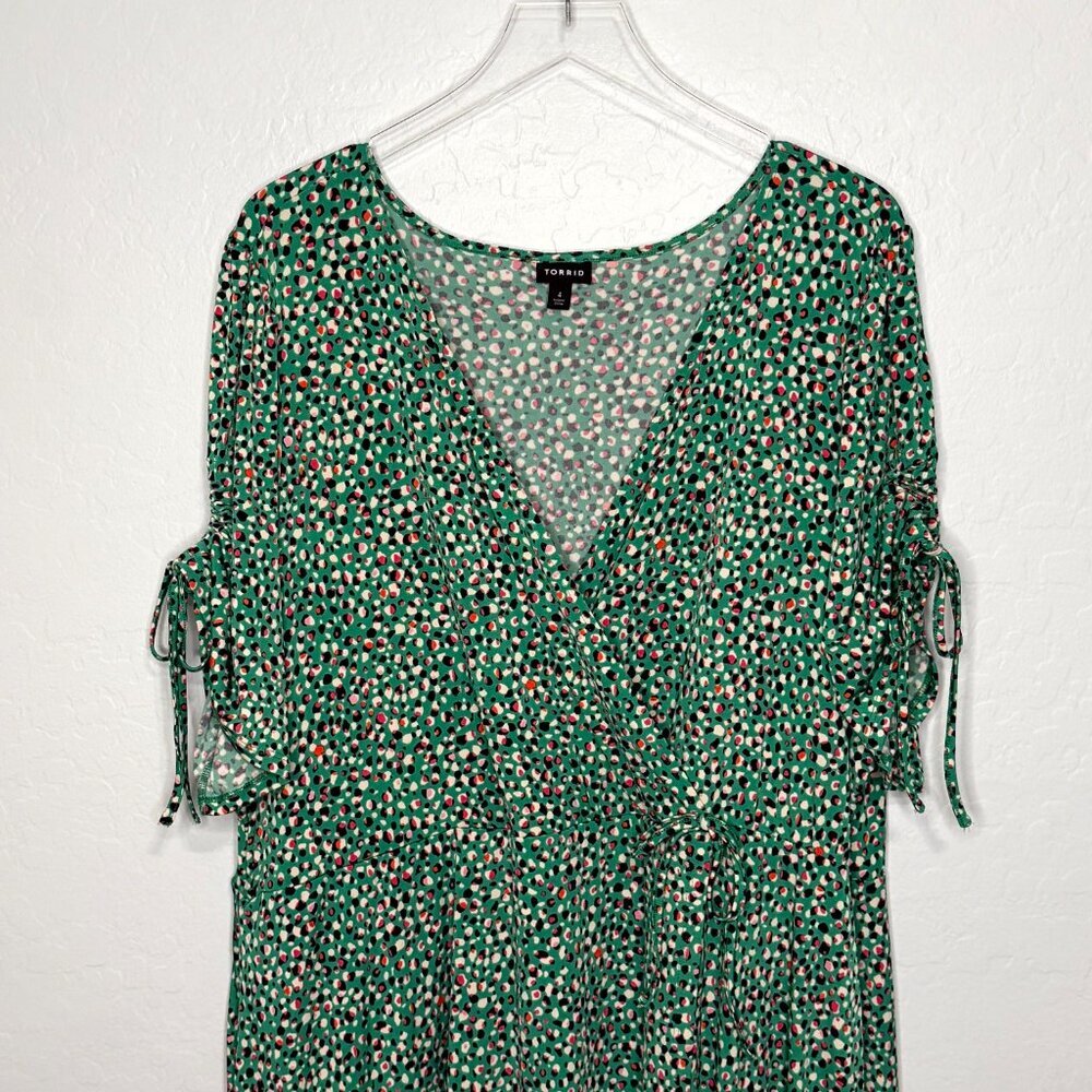 Torrid Midi A-Line Green Wrap Dress Size 4 4X 26 - Picture 4 of 10